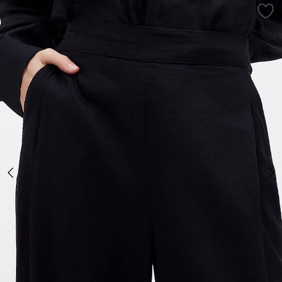 Madewell Women's Linen Blend Straight Leg Crop Pant Size 12 Petite Black - Picture 4 of 15